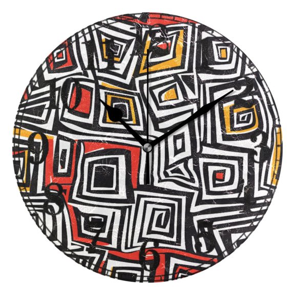 Funny Line Geometry Pattern Silent Wall Clock 10" Non-Ticking Battery Clock