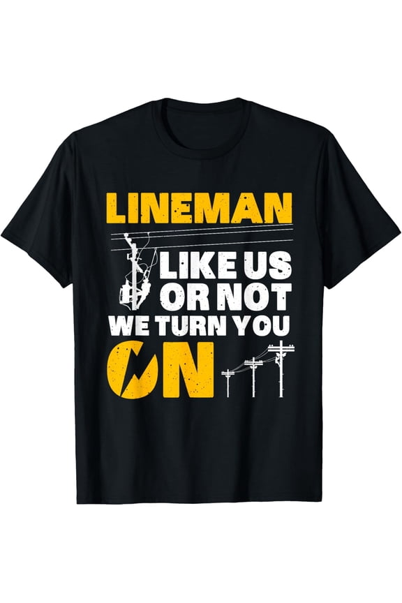 Funny Lineman Electrician T-Shirt Retro Electrical Worker Gift Men's Graphic Tee Power Line Utility Worker Apparel