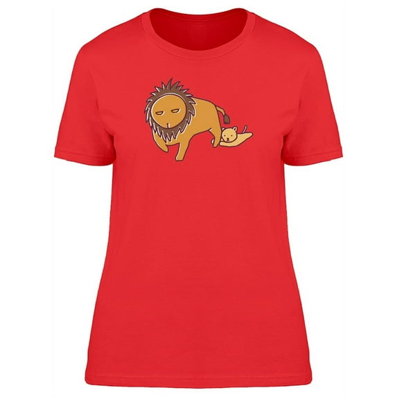 Funny Lion And Baby Cartoon T-Shirt Women -Image by Shutterstock, Female XX-Large