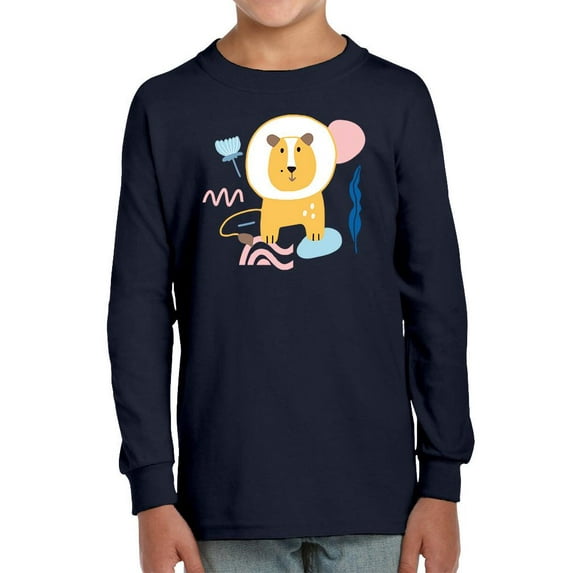 Funny Lion Doodle Long Sleeve Toddler -Image by Shutterstock, 2 Toddler