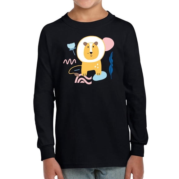 Funny Lion Doodle Long Sleeve Toddler -Image by Shutterstock,  4 Toddler