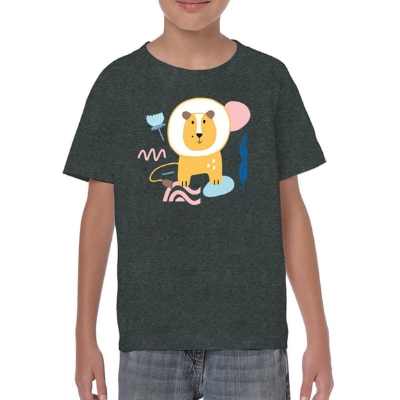 Funny Lion Doodle T-Shirt Juniors -Image by Shutterstock,  Medium