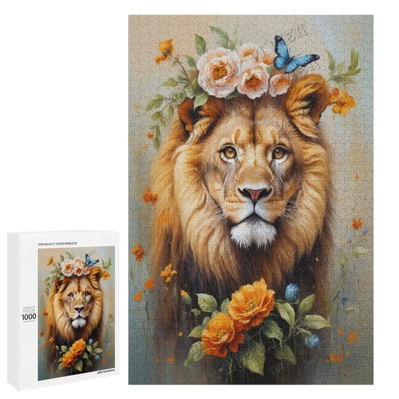 Funny Lion Jigsaw Puzzle, 1000 Pieces, 29.5"x19.7" – Features Woodland Animal – Challenging, Perfect for Family Fun – Fun Indoor Activity