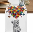 thumbnail image 1 of Funny Lions Cotton Linen Table Runner for Dining Kitchen, Modern Abstract Art Colorful Love Hearts Wedding Outdoor Party Tablerunners Decoration, Dresser Scarf Coffee Tablecloth Runners 13x70 Inches, 1 of 9