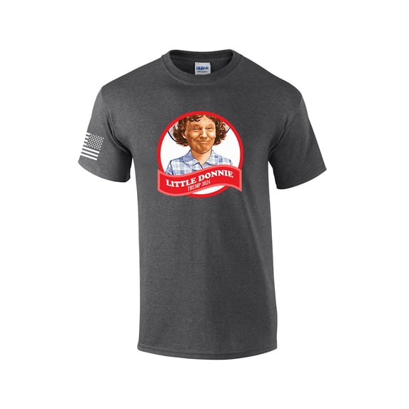 Funny Little Donnie American Flag Sleeve Mens Short Sleeve T-shirt Graphic Tee-Heather Grey-5xl