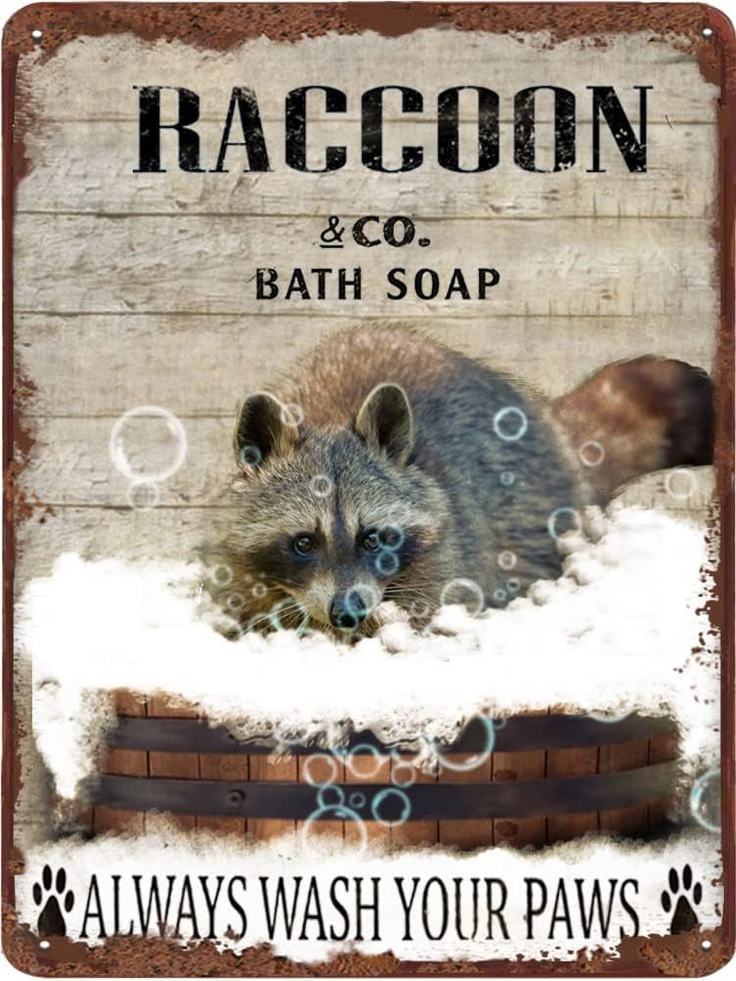 Racoon Sign Language Funny Little Raccoon Bathroom Metal Tin Sign Raccoon Retro Wall Sign ...