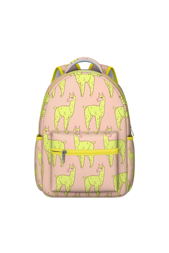 Funny Llama Face Backpack - Waterproof Student Backpack with Alpaca Design, Breathable Mesh Straps, Spacious Storage for School, College, or Daily Use