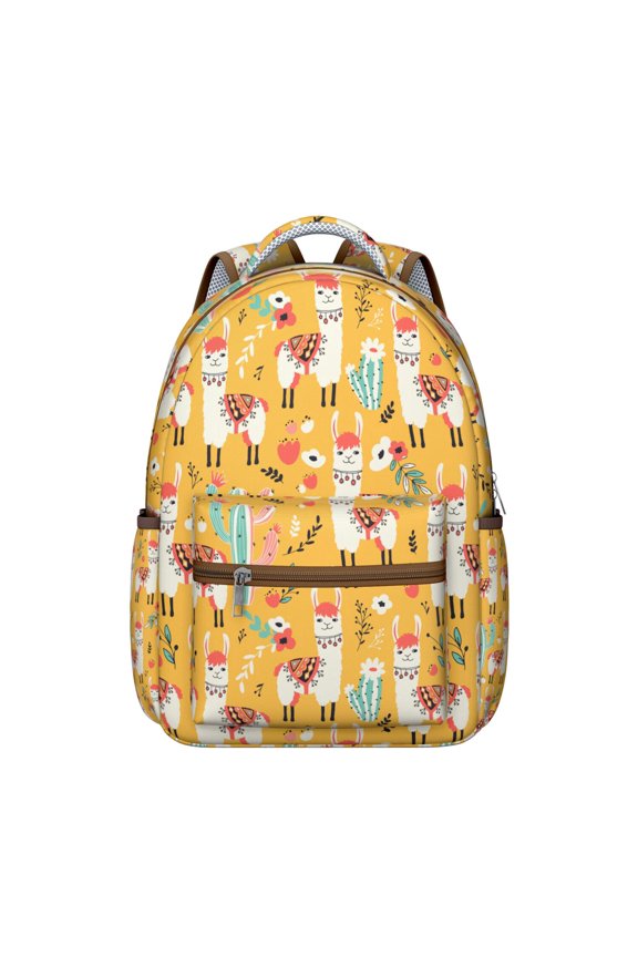 Funny Llama Face Backpack - Waterproof Student Backpack with Alpaca Design, Breathable Mesh Straps, Spacious Storage for School, College, or Daily Use
