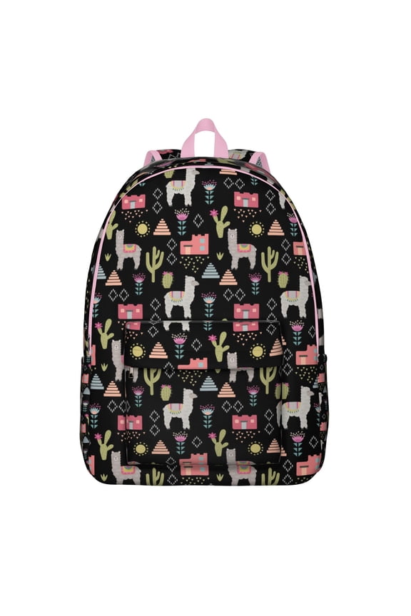 Funny Llama Face Print Laptop Backpack for Students, Spacious and Waterproof School Bag with Cute Cartoon Design