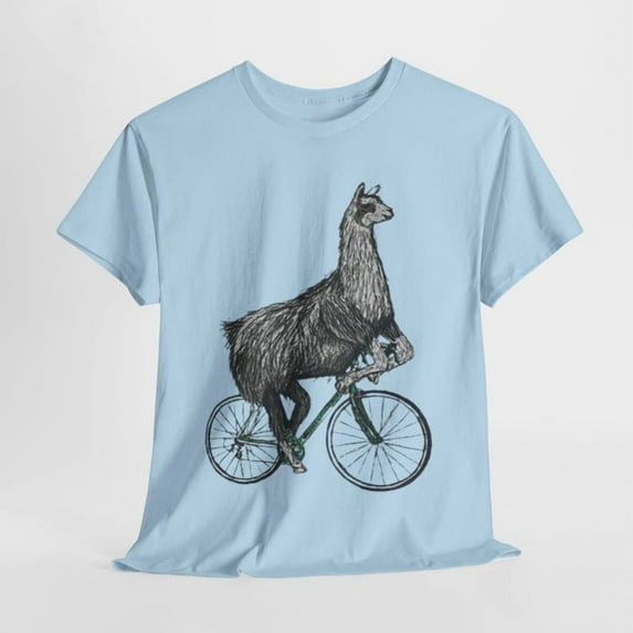 Funny Llama Riding Bike Graphic Tee: Quirky Unisex T-Shirt