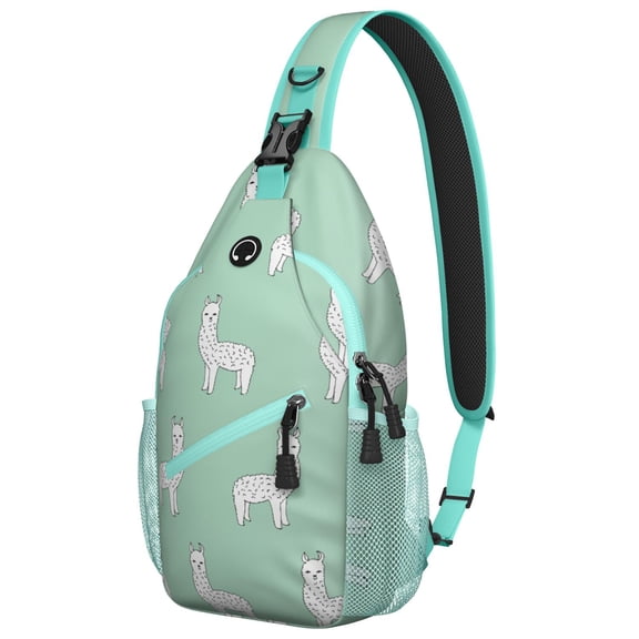 Funny Llama Sling Backpack, Cute Alpaca Cartoon Print Crossbody Bag, Kawaii Llama Face Pattern for Travel and Outdoor Use