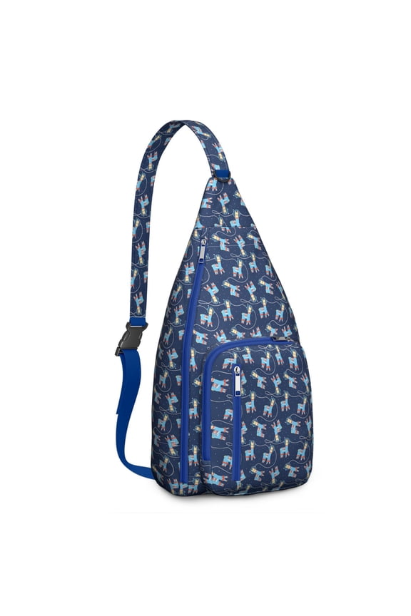 Funny Llama Sling Backpack&nbsp;- Playful Llama Face & Pattern Crossbody Bag, Multi-Pocket Travel Pack for Photography & Hiking