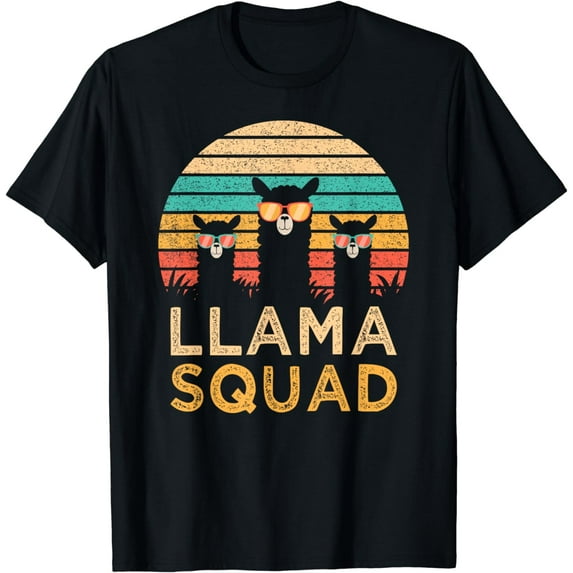 Funny Llama Squad Sunglasses Cool Llamas Vintage Gift T-Shirt