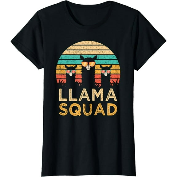 Funny Llama Squad Sunglasses Cool Llamas Vintage Gift T-Shirt