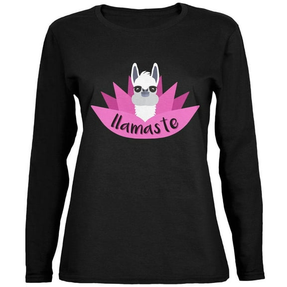 Funny Llamaste Yoga Llama Namaste Ladies' Relaxed Jersey Long-Sleeve Tee Black 2XL