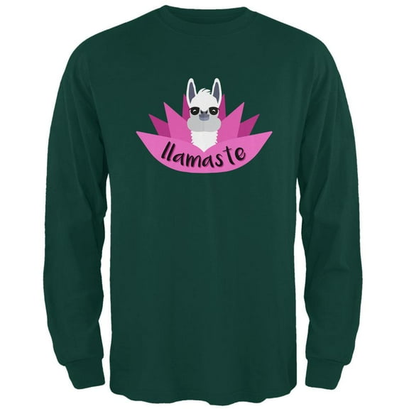 Funny Llamaste Yoga Llama Namaste Mens Long Sleeve T Shirt Forest Green SM