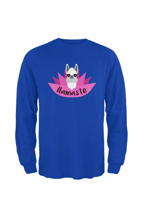 Funny Llamaste Yoga Llama Namaste Mens Long Sleeve T Shirt Royal SM