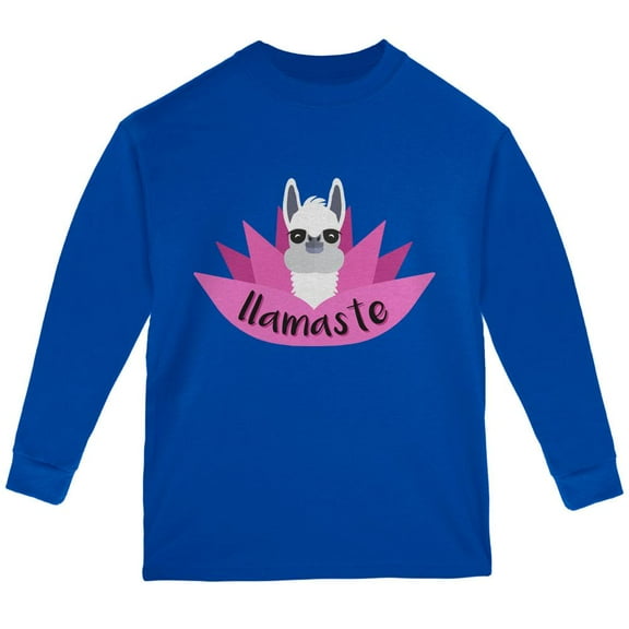 Funny Llamaste Yoga Llama Namaste Youth Long Sleeve T Shirt Royal YMD