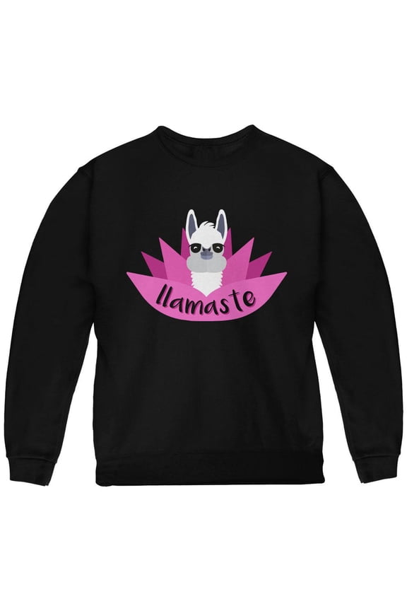 Funny Llamaste Yoga Llama Namaste Youth Sweatshirt Black YMD