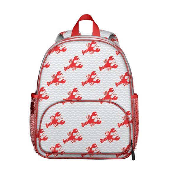 Funny Lobster Coastal Student Backpack - Adjustable Lightweight Daypack with Marine Ocean Life Print, Durable Oxford Fabric for Elementary and Teen Students