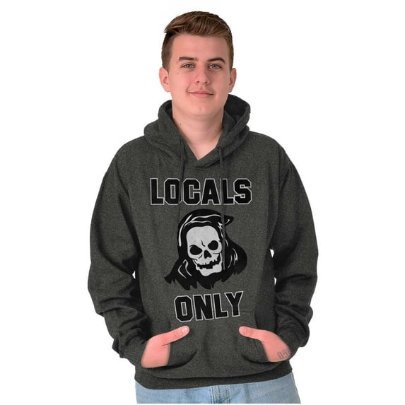 Funny Locals Only Grim Reaper Skull Hoodie Sweatshirt Women Men Brisco Brands L