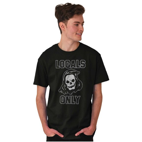 Funny Locals Only Grim Reaper Skull Men's Graphic T Shirt Tees Brisco Brands S