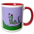 thumbnail image 1 of 3drose, Funny Loch Ness Monster Playing Golf, 15oz Two-tone Red Mug, 1 of 6