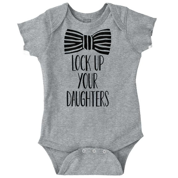 Funny Lock Up Your Daughters Bowtie Bodysuit Jumper Boys Infant Baby Brisco Brands 12M