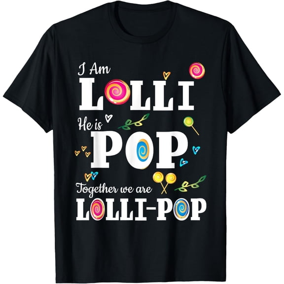 Funny Lolli Pop Lollipop Grandmother Grandfather Shirt Gift T-ShirtMen's and women's gift, black and white T-shirt, size: Extra large S-4XL