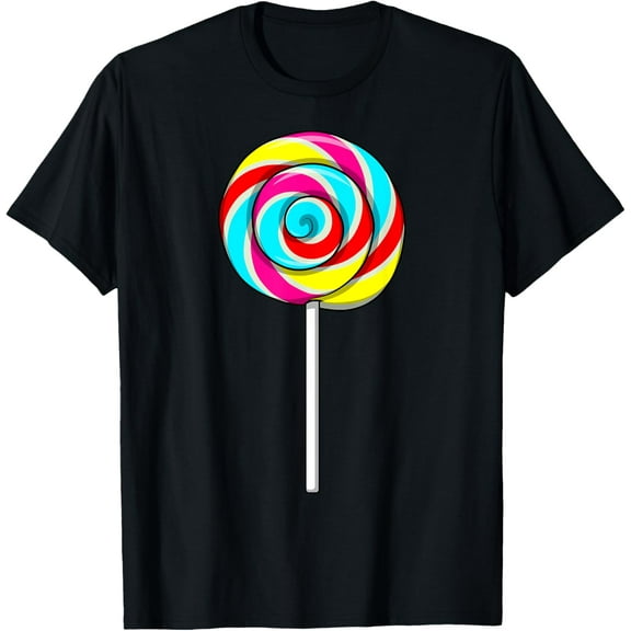 Funny Lollipop Design For Kids Men Women Candy Lover T-ShirtMen's and women's gift, black and white T-shirt, size: Extra large S-4XL