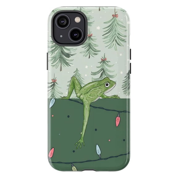 Funny Long Legs Frog Christmas Phone Case for iPhone 17 16 15 14 13 12 11 Pro Plus Mini, Winter Holiday Xmas Tree Cover