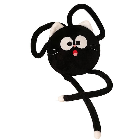 Funny Long Limbed Black Cat Plush Pillow Cute Stuffed Animal Soft Plush Toys Creative Throw Pillow for Bedroom Dorm Decor Playtime Companion Halloween Themed Accent Piece 1 Pack
