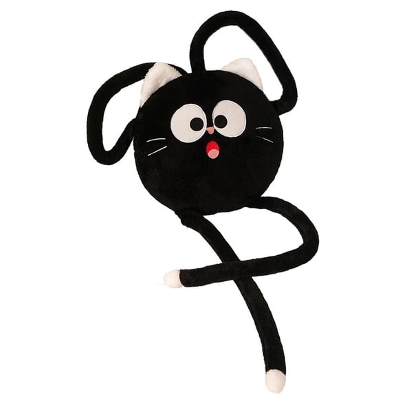 Funny Long Limbed Black Cat Plush Pillow Cute Stuffed Animal Soft Plush Toys Creative Throw Pillow for Bedroom Dorm Decor Playtime Companion Halloween Themed Accent Piece 1 Pack