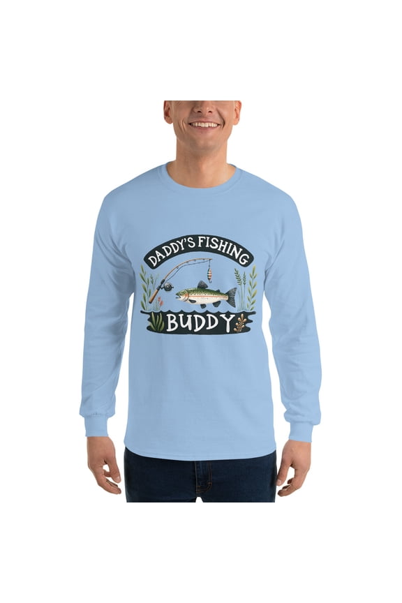 Funny Long Sleeve Shirt for Dads, Daddy's Fishing Buddy, Gift for Father (M)
