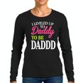 thumbnail image 1 of Funny Long Sleeve T-Shirt for Dads - " I Leveled Up to Daddy " Graphic Tee with Playful Pink & Bold White Design, 1 of 5