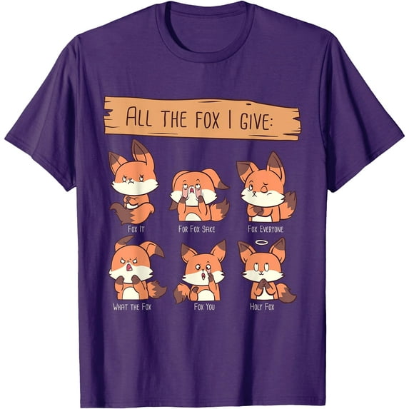 Funny Look At All The Fox I GIve Red Foxes No Fox Given Unisex T-Shirt for Men Women Kids,Purple Color,Size YXS