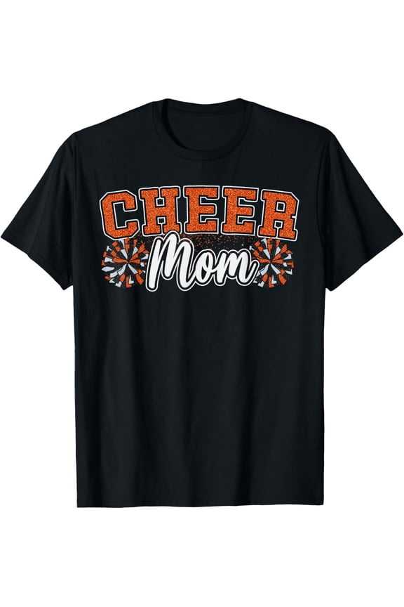 Funny Loud Proud Cheer Mom Mama Cheerleading Orange Pom Poms T-Shirt TShirt