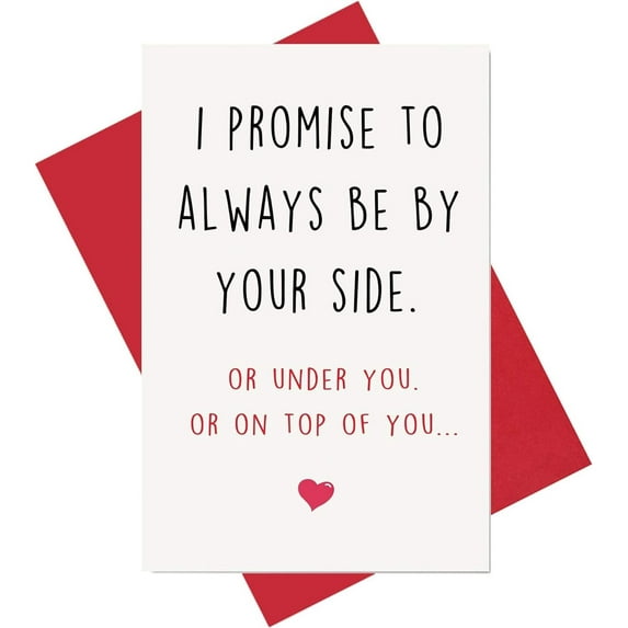 Funny Love Greeting Card – "I Promise to Always Be By Your Side" – Blank Inside with Red Envelope – Perfect for Partner, Spouse, or Loved One on Any Occasion