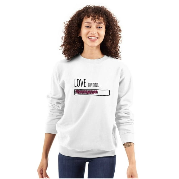 Funny Love Loading Gamer Humor Women Plus Size Crewneck Sweatshirt Brisco Brands 2X