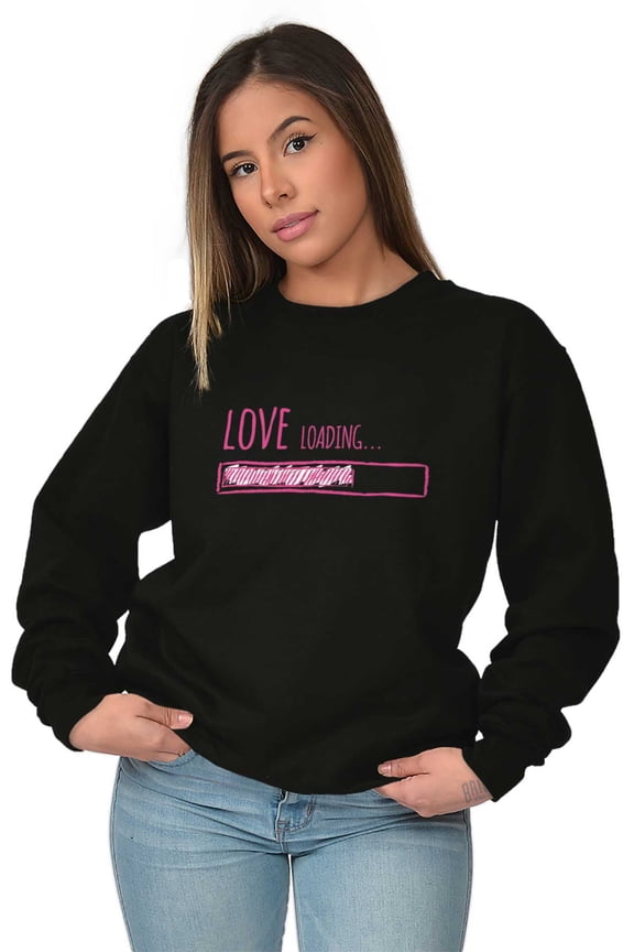 Funny Love Loading Gamer Humor Women Plus Size Crewneck Sweatshirt Brisco Brands 2X