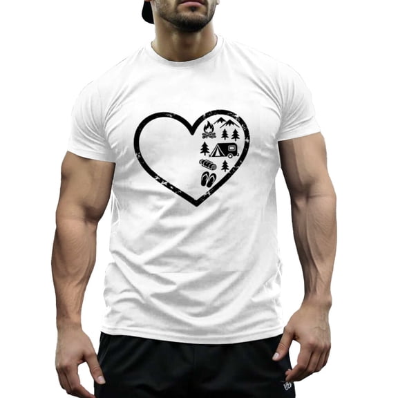 Funny Love Print Men's Short Sleeve T-Shirt Funny Christmas Party Graphic Novelty Holiday Tee Graphic Tees size S-5XL