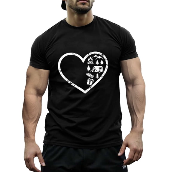 Funny Love Print Men's Short Sleeve T-Shirt Funny Christmas Party Graphic Novelty Holiday Tee Graphic Tees size S-5XL