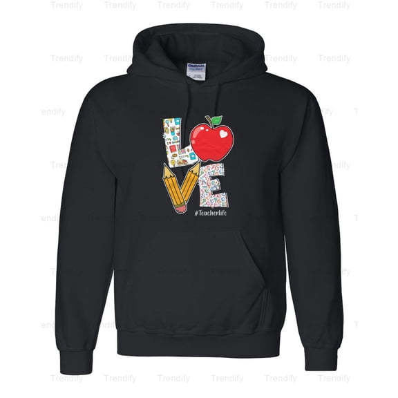 Funny Love Teacher Life Apple Pencil School Hoodie M3082410, Up to Size 5XL
