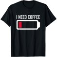 thumbnail image 1 of Funny Low Battery I Need Coffee Unisex Short Sleeve Graphic Tee, 1 of 6