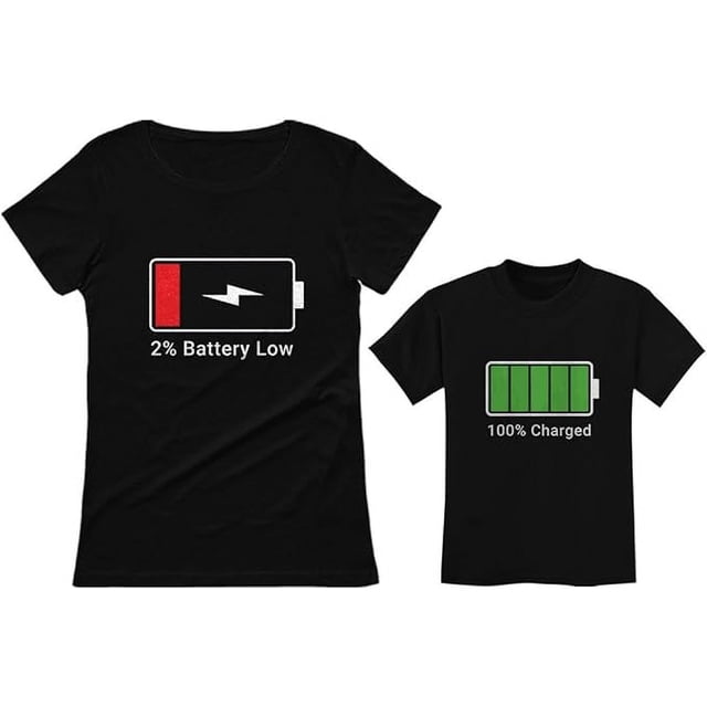 Funny Low Battery Mom and Child Mothers Day Matching Shirts Set Gifts ...