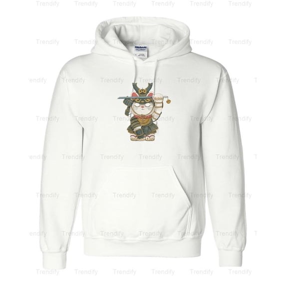 Funny Lucky Cat Samurai Japanese Warrior Anime Hoodie M3082415, Up to Size 5XL