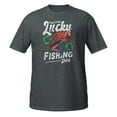 thumbnail image 1 of Funny Lucky Fishing Angler 4 Leaf Clover Apparel T-Shirt (Dark Heather, 2XL), 1 of 2