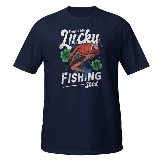 Funny Lucky Fishing Angler 4 Leaf Clover Apparel T-Shirt (Navy, 3XL)