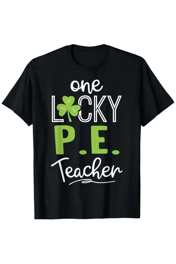 Funny Lucky P.E. Teacher Shamrock Unisex St. Patrick's Day Short Sleeve Tee