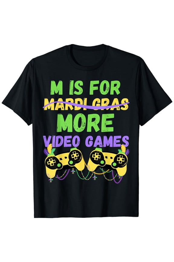 Funny M Is For More Video Games Men's Black T-Shirts Cotton Short Sleeve Tee